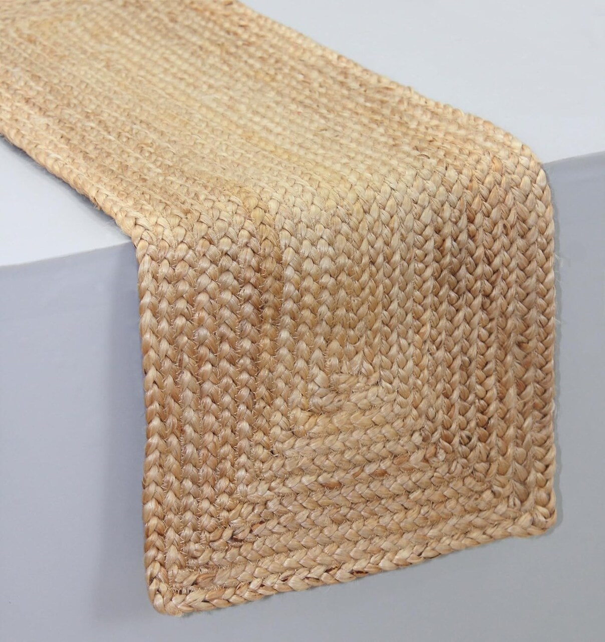 Jute Braided Table Runner - Rustic Farmhouse Table Runner (Natural) 13 x 36 inches
